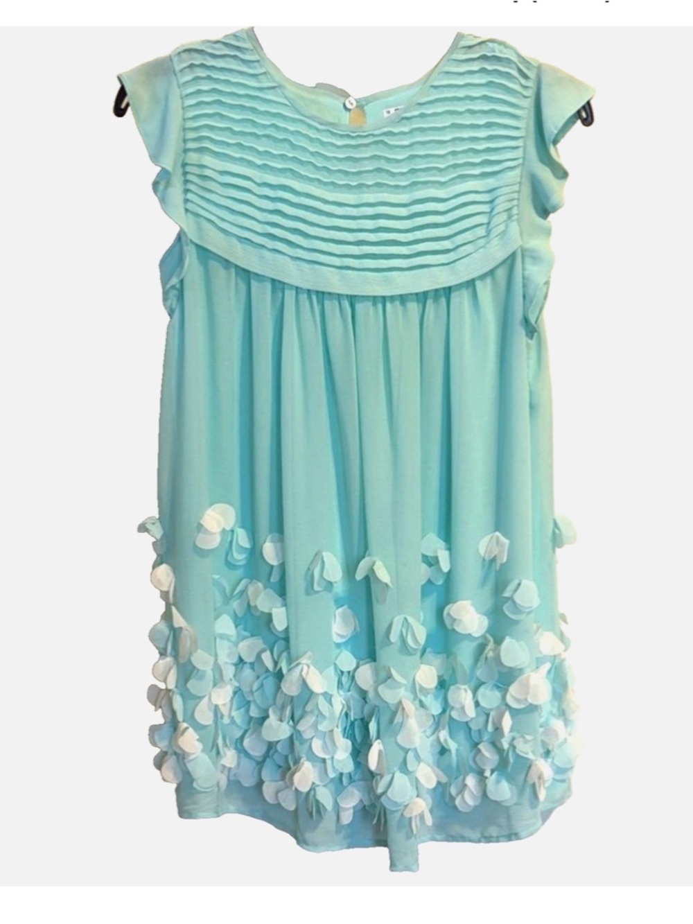 Mayoral Girls 12 Aqua Blue 3D Floral Petal Chiffon Party Dress